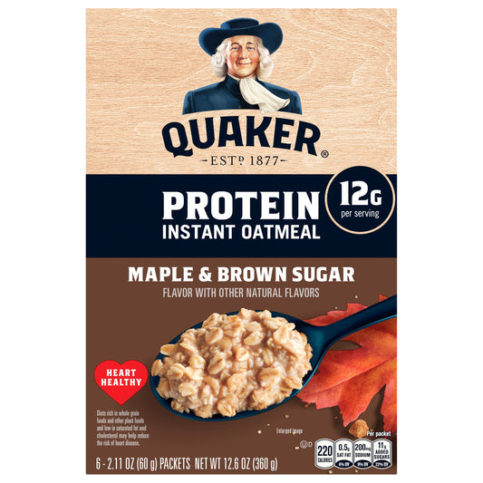 Quaker Protein Instant Oatmeal Maple & Brown Sugar 2.11 Oz 6 Count