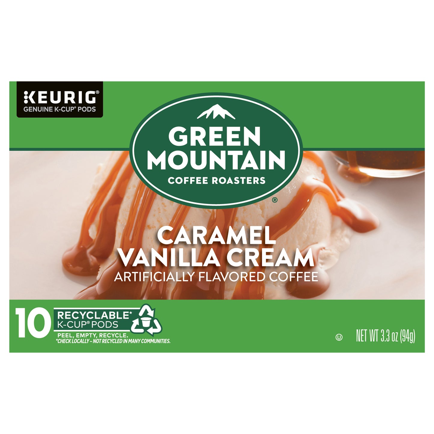 Green Mountain Coffee Roasters Caramel Vanilla Cream Keurig Single-Serve K-Cup pods, Light Roast Coffee, 10 Count