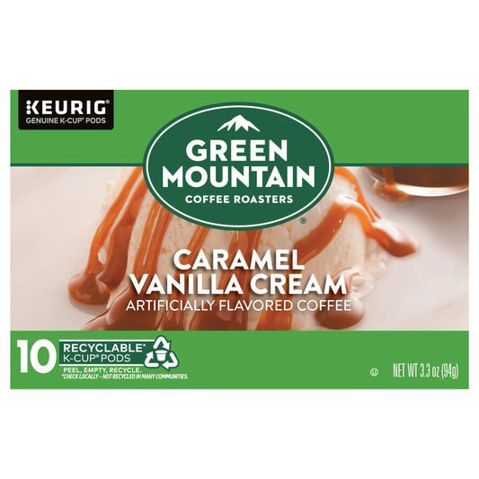 Green Mountain Coffee Roasters Caramel Vanilla Cream Keurig Single-Serve K-Cup pods, Light Roast Coffee, 10 Count