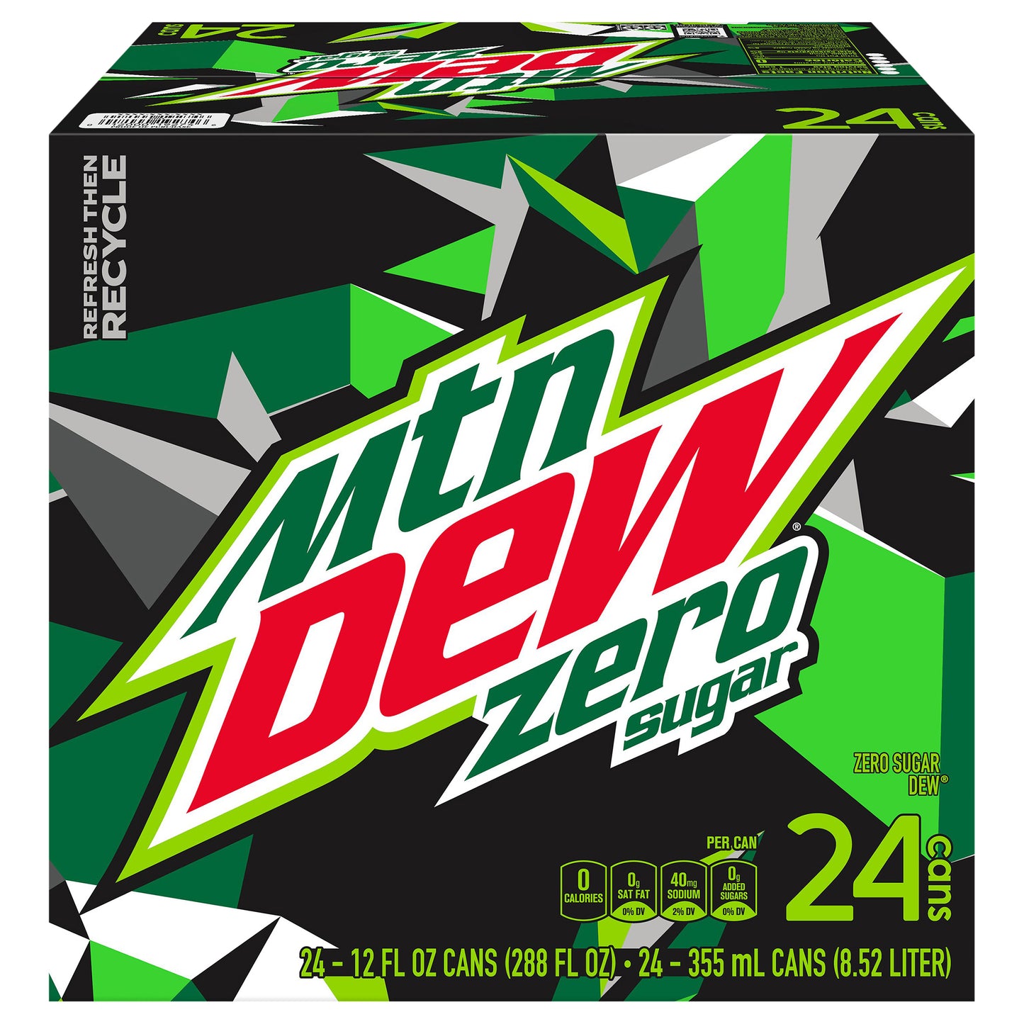 Mtn Dew Zero Sugar DEW Soda Citrus 12 Fl Oz 24 Count