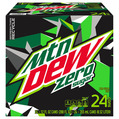 Mtn Dew Zero Sugar DEW Soda Citrus 12 Fl Oz 24 Count