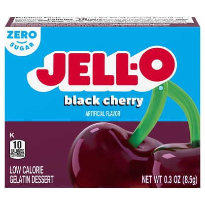 Jell-O Black Cherry Sugar Free Gelatin Dessert Mix, 0.3 oz Box