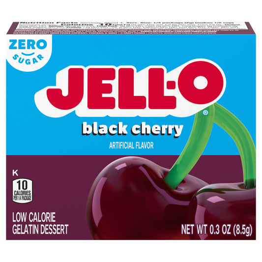 Jell-O Black Cherry Sugar Free Gelatin Dessert Mix, 0.3 oz Box