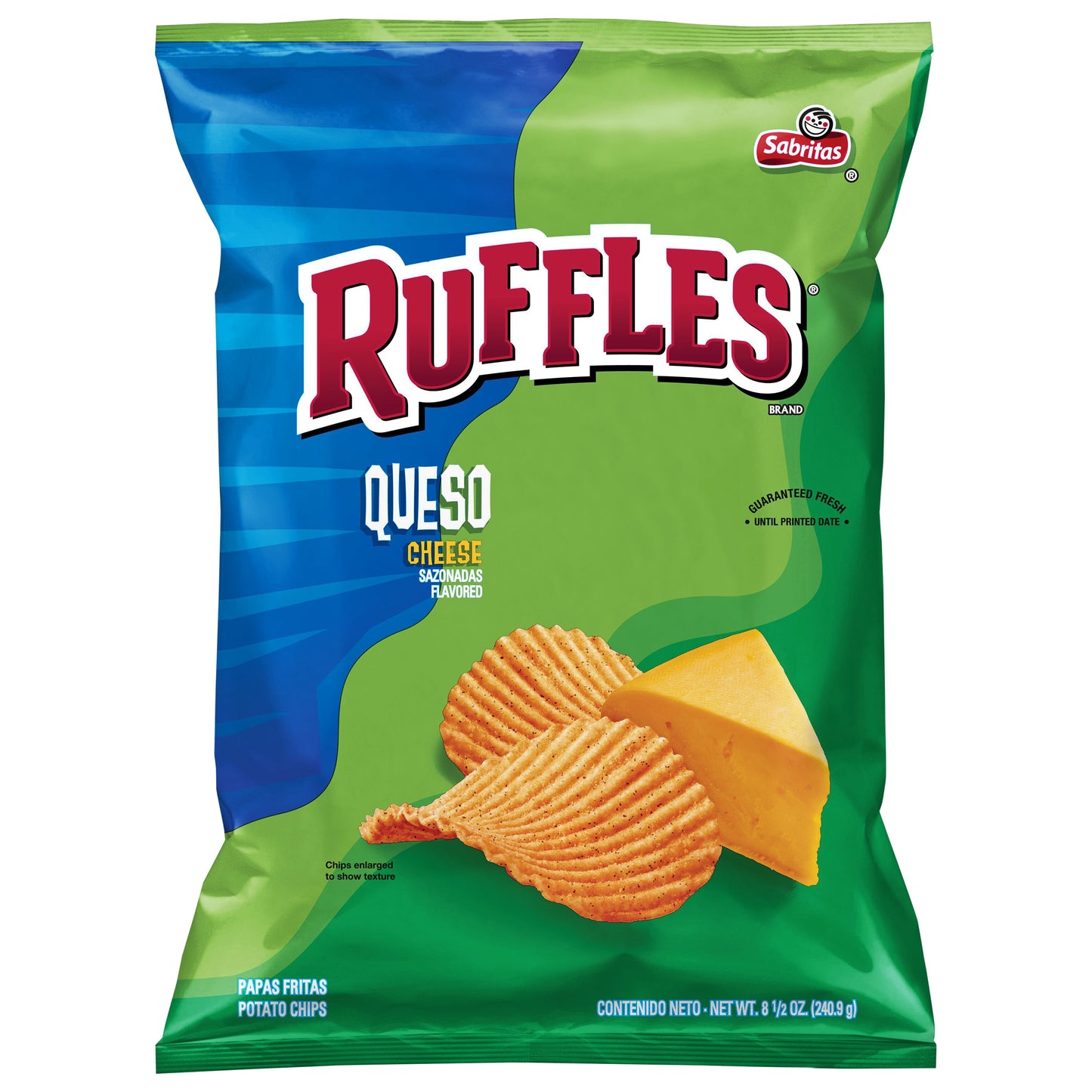Ruffles Potato Chips Queso Cheese Flavored 8.5 Oz