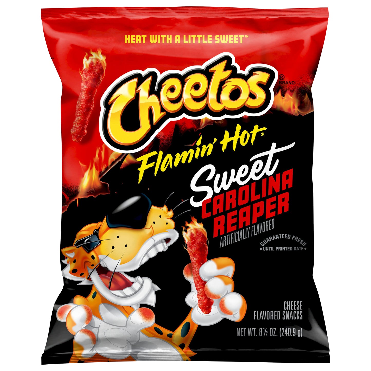 Cheetos Cheese Flavored Snacks Flamin' Hot Sweet Carolina Reaper Artificially Flavored 8 1/2 Oz
