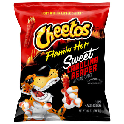 Cheetos Cheese Flavored Snacks Flamin' Hot Sweet Carolina Reaper Artificially Flavored 8 1/2 Oz