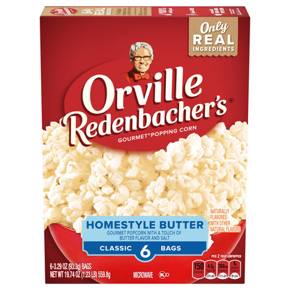 Orville Redenbacher's Homestyle Butter Flavored Gourmet Microwave Popcorn, 3.29 oz. Bags, 6-Count