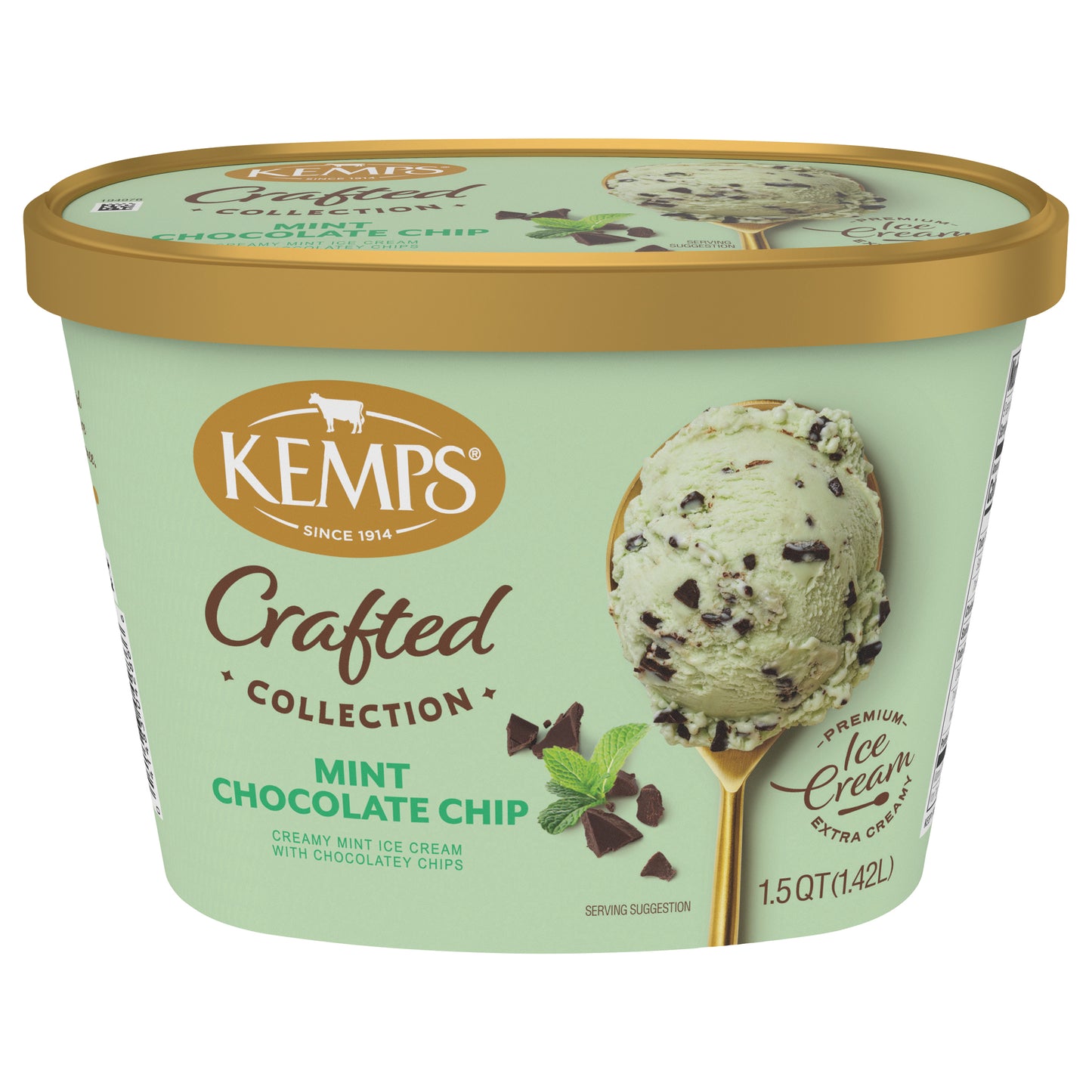 Kemps Crafted Collection Mint Chocolate Chip Ice Cream 1.5 Quart