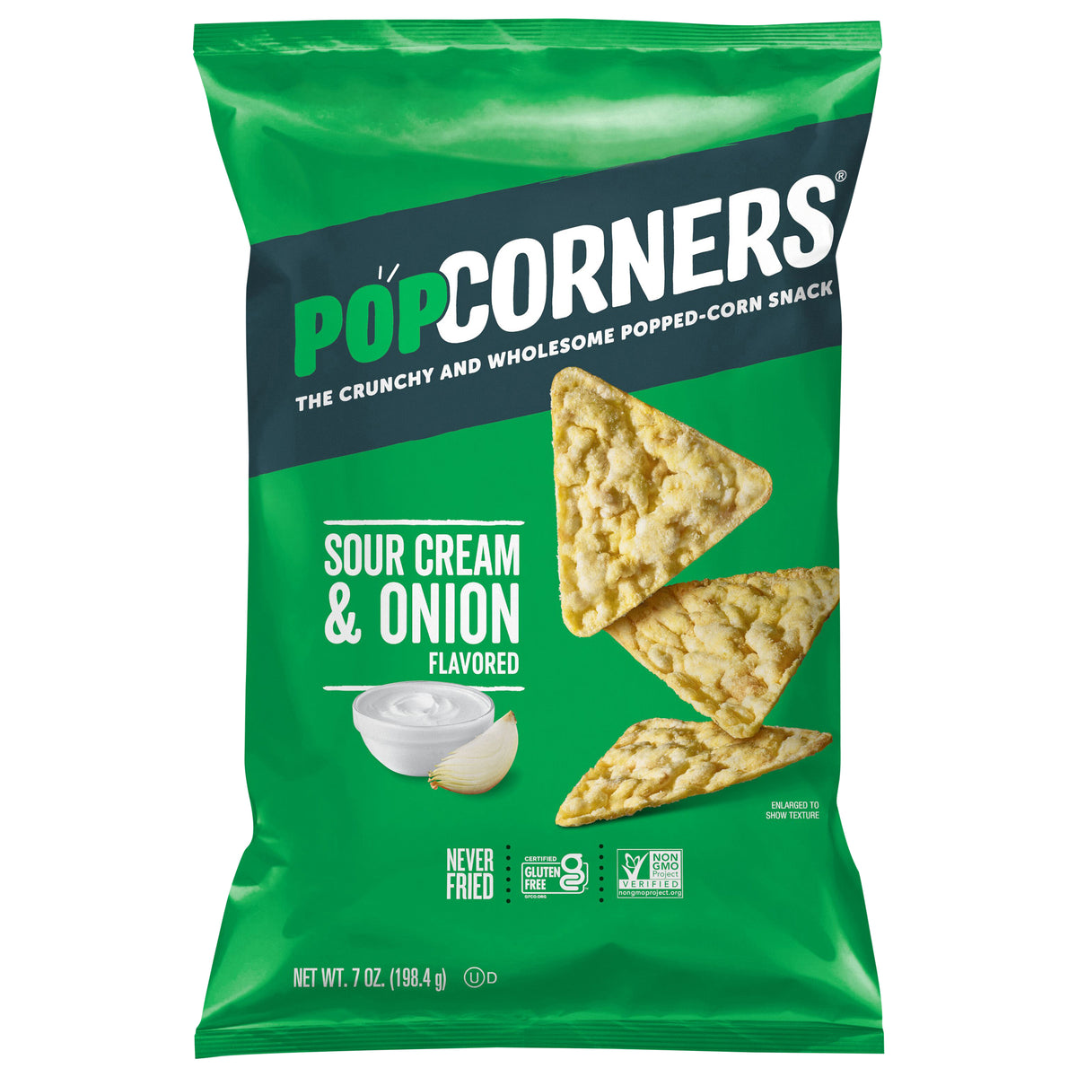 PopCorners The Crunchy And Wholesome Popped Corn Snack Sour Cream & Onion Flavored 7 Oz