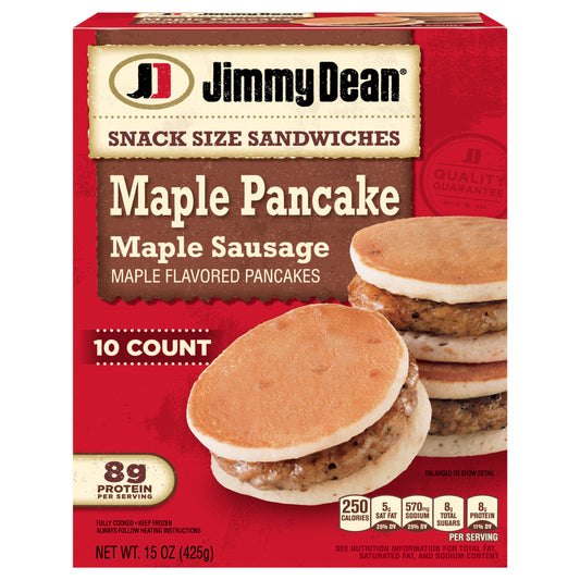 Jimmy Dean Snack Size Maple Pancake Breakfast Sandwiches with Maple Sausage, Frozen, 10 Count