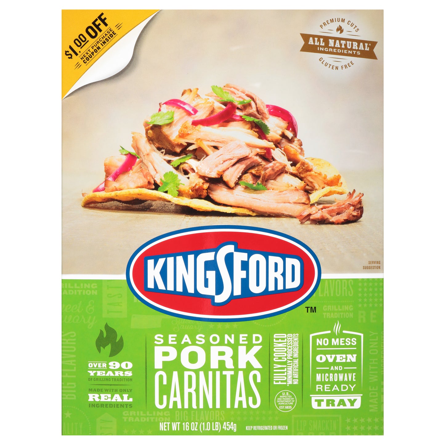 Kingsford Seasoned Pork Carnitas 16 oz. Tray