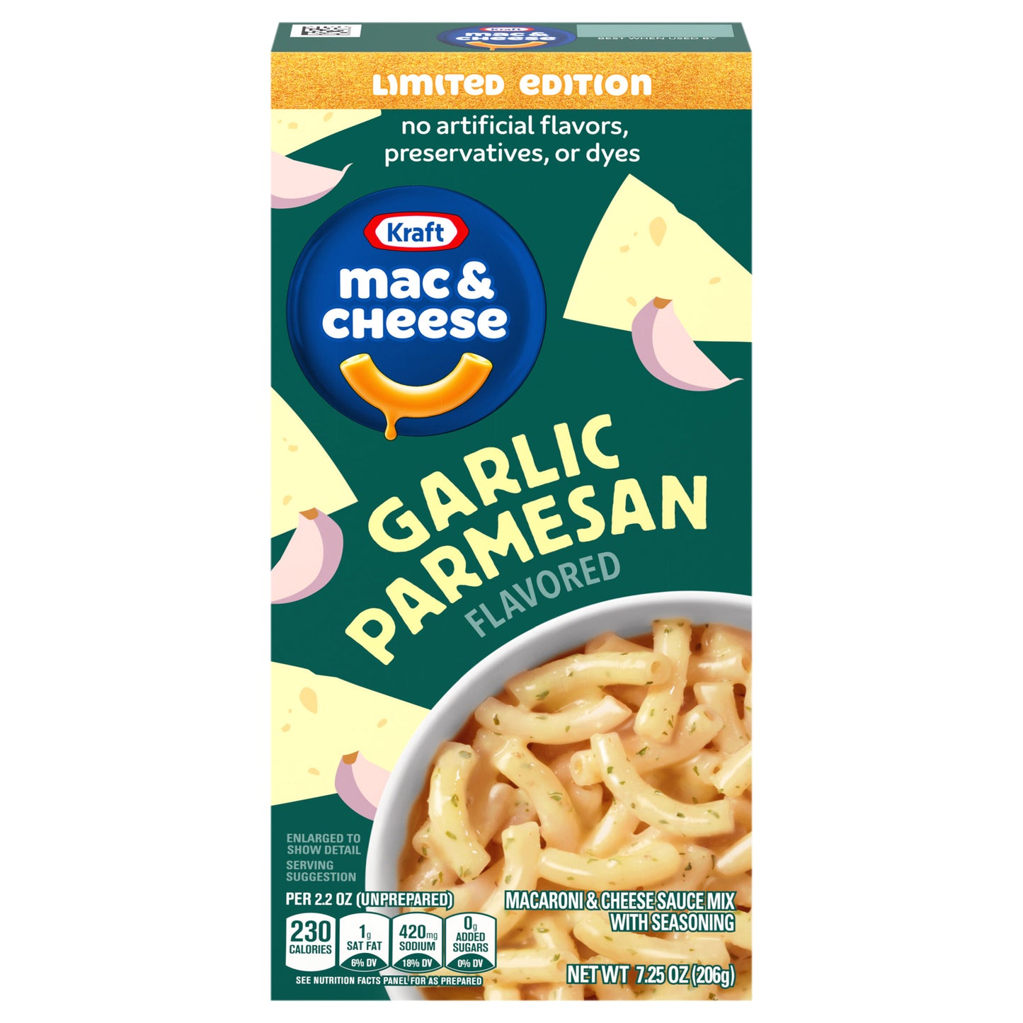 Kraft Garlic Parmesan Flavored Mac & Cheese Macaroni and Cheese Sauce Mix, Dinner Sides, 7.25 oz Box