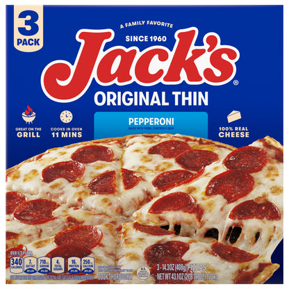 Jack's Original Thin Crust Pepperoni Frozen Pizza (Pack of 3) 43.175 oz.