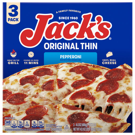 Jack's Original Thin Crust Pepperoni Frozen Pizza (Pack of 3) 43.175 oz.