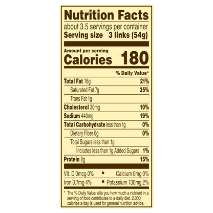 Banquet Brown ‘N Serve Fully Cooked Beef Sausage Links, Frozen Meat, 10 Count, 6.4 OZ