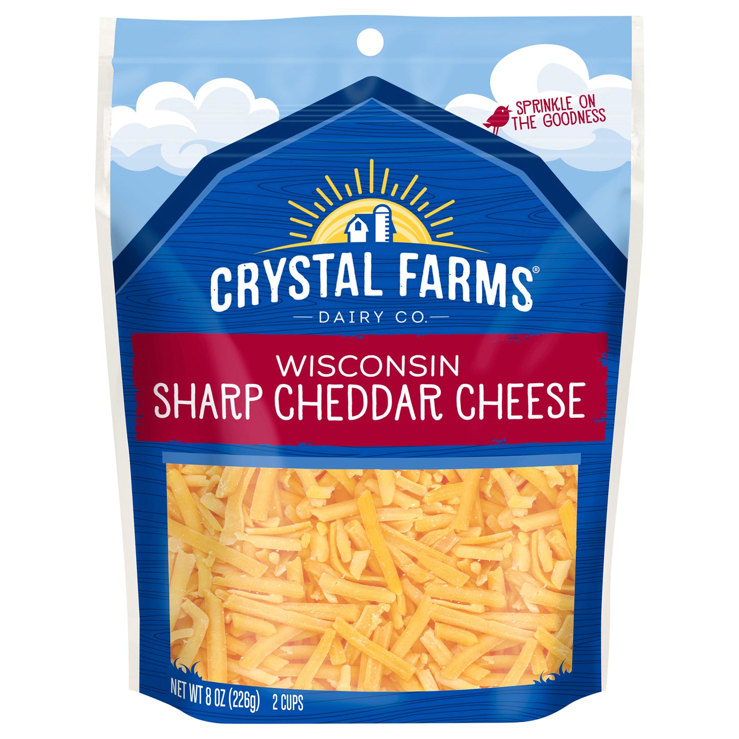 Crystal Farms Shredded Wisconsin Sharp Cheddar Cheese, 8 oz