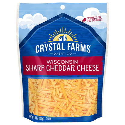 Crystal Farms Shredded Wisconsin Sharp Cheddar Cheese, 8 oz