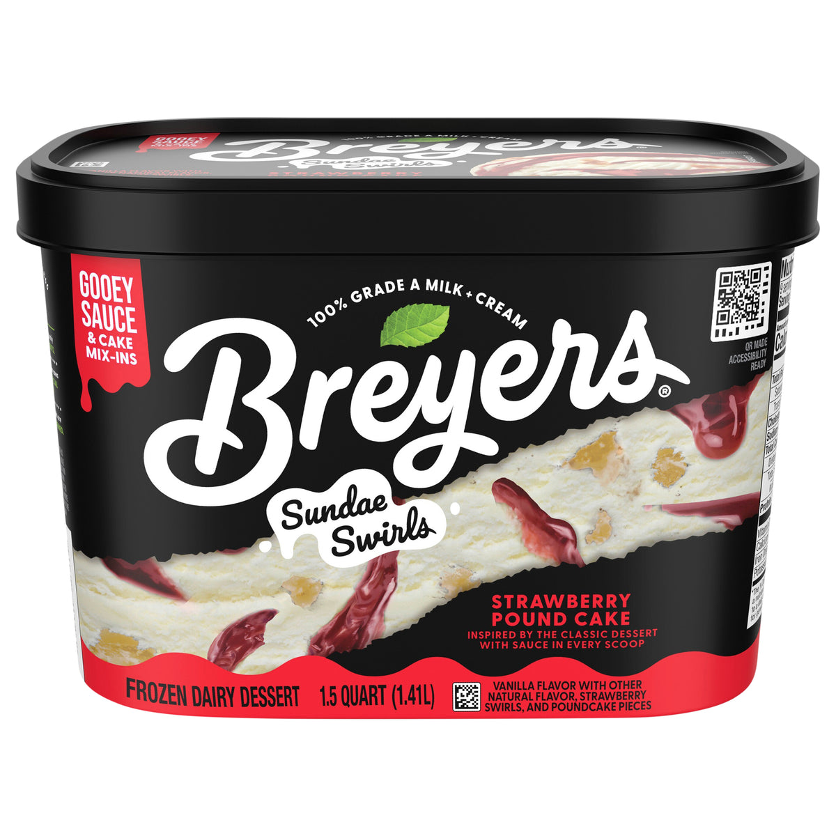Breyers Sundae Swirls Strawberry Pound Cake 48 oz