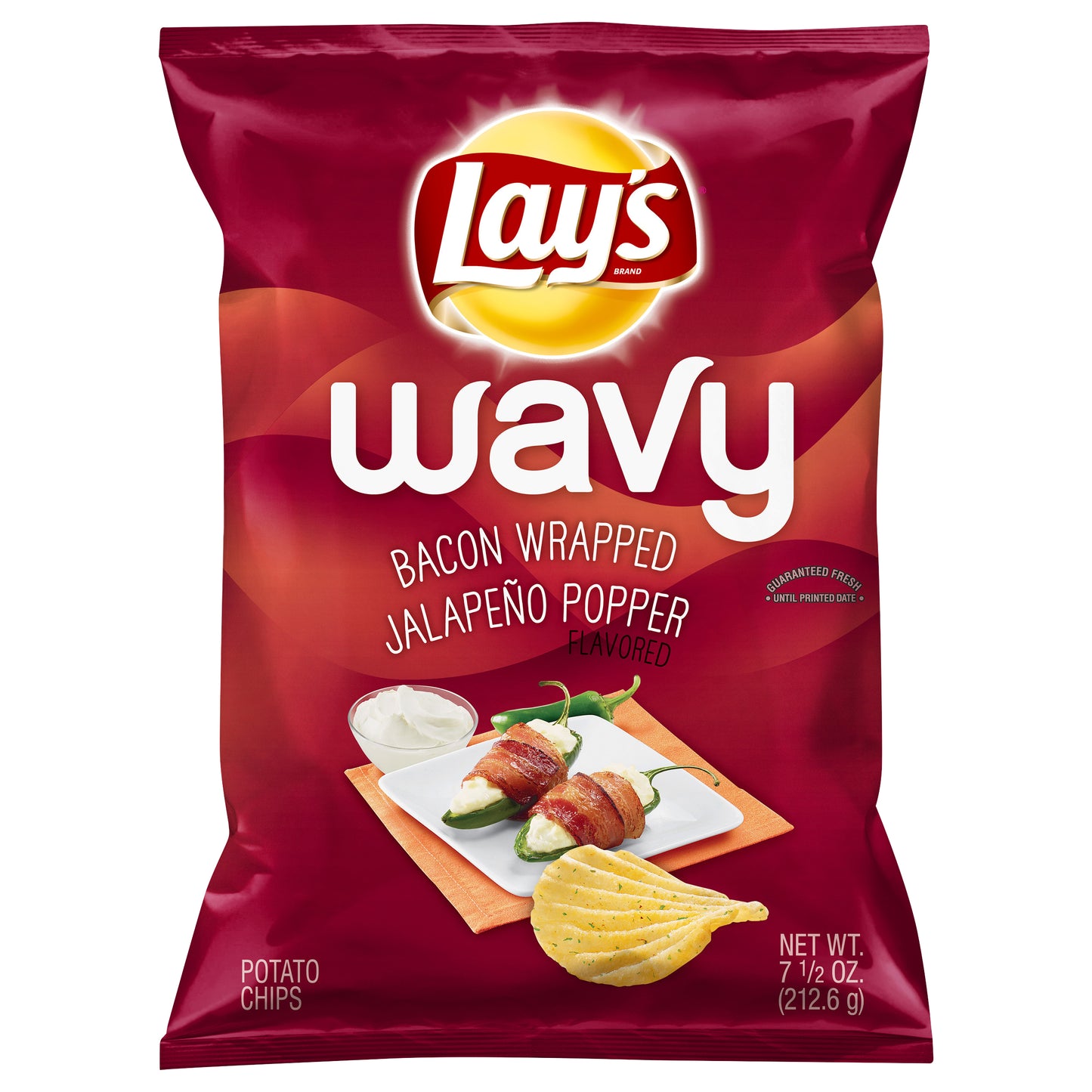 Lay's Wavy Bacon Wrapped Jalapeno Popper Flavored Potato Chips 7.5 oz