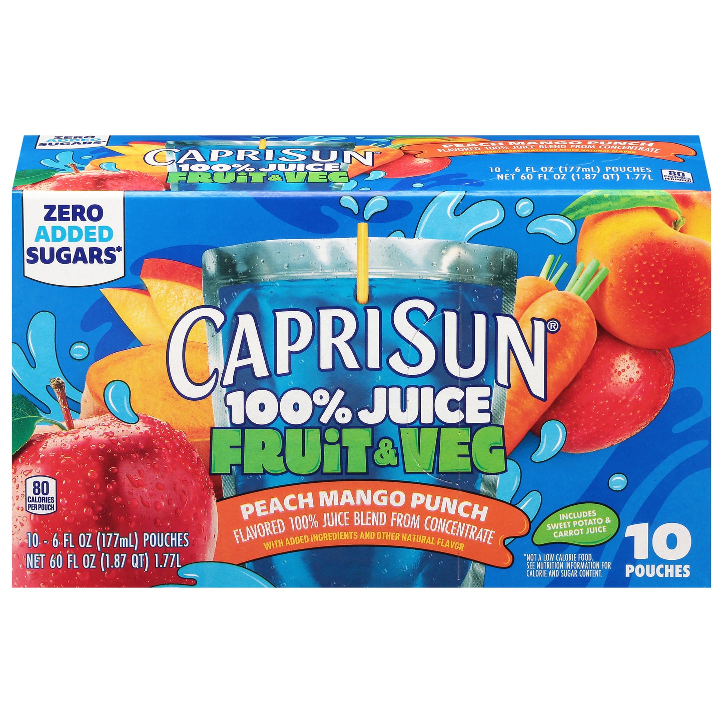 Capri Sun Fruit & Veg Peach Mango Punch Juice 10 - 6 fl oz Pouches
