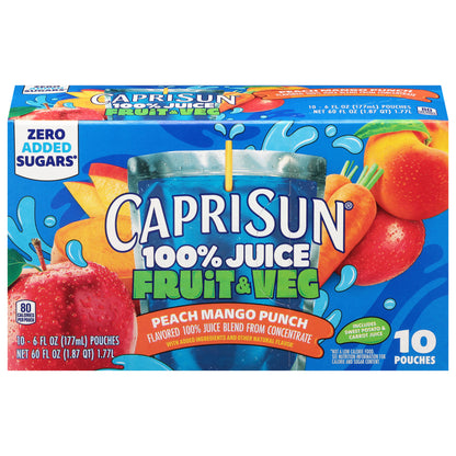 Capri Sun Fruit & Veg Peach Mango Punch Juice 10 - 6 fl oz Pouches