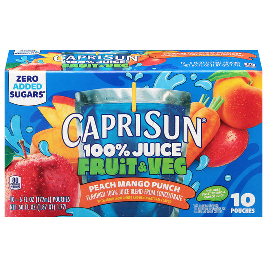 Capri Sun Fruit & Veg Peach Mango Punch Juice 10 - 6 fl oz Pouches