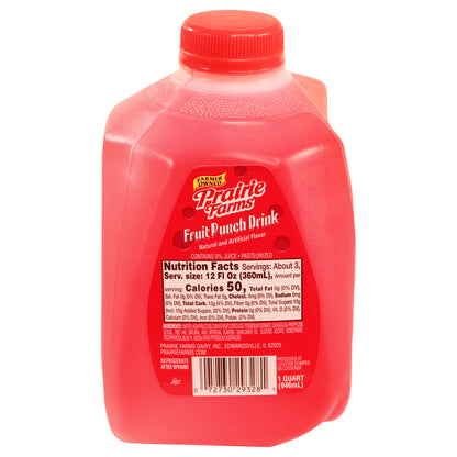 Prairie Farms Fruit Punch Drink, Quart, 32 Fl Oz
