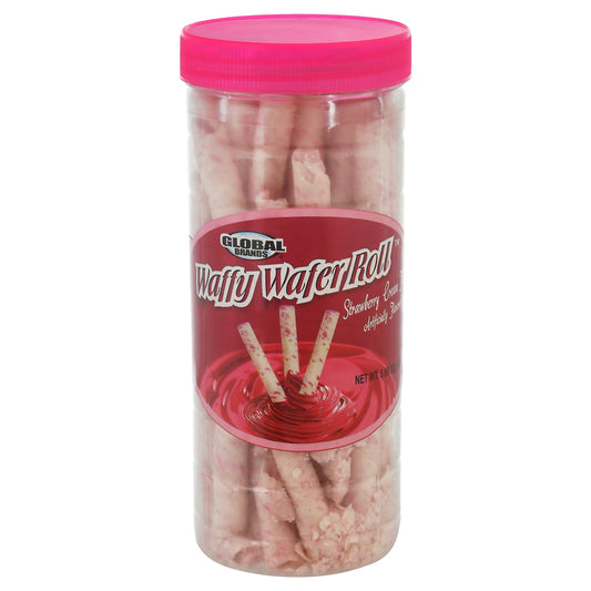 Global Brands Strawberry Cream Filled Waffy Wafer Roll 5.68 oz