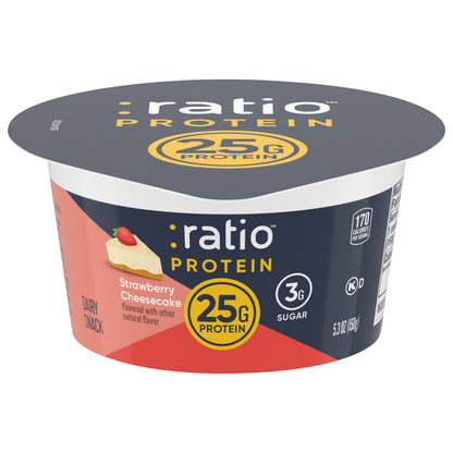 Ratio Protein Yogurt Cultured Dairy Snack, Strawberry Cheesecake, 25g Protein, 5.3 oz