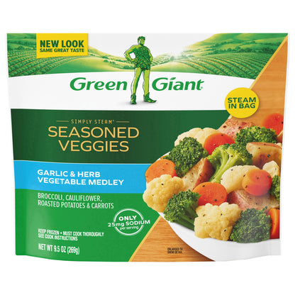 Green Giant Simply Steam Garlic & Herb Vegetable Medley, Frozen Vegetable Mix Made with Dash Salt-Free Seasoning, 9.5 oz