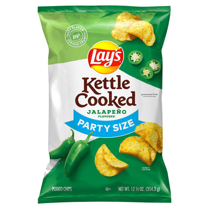 Lay's Kettle Cooked Potato Chips Jalapeno Flavored 12 1/2 Oz Party Size