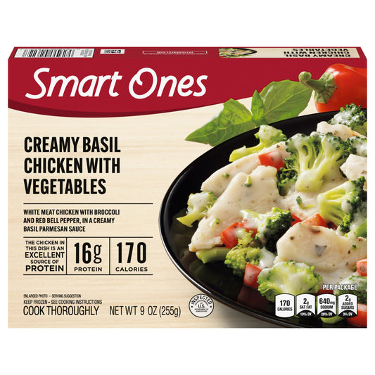 Smart Ones Creamy Basil Chicken with Vegetables Frozen Meal, 9 oz Box