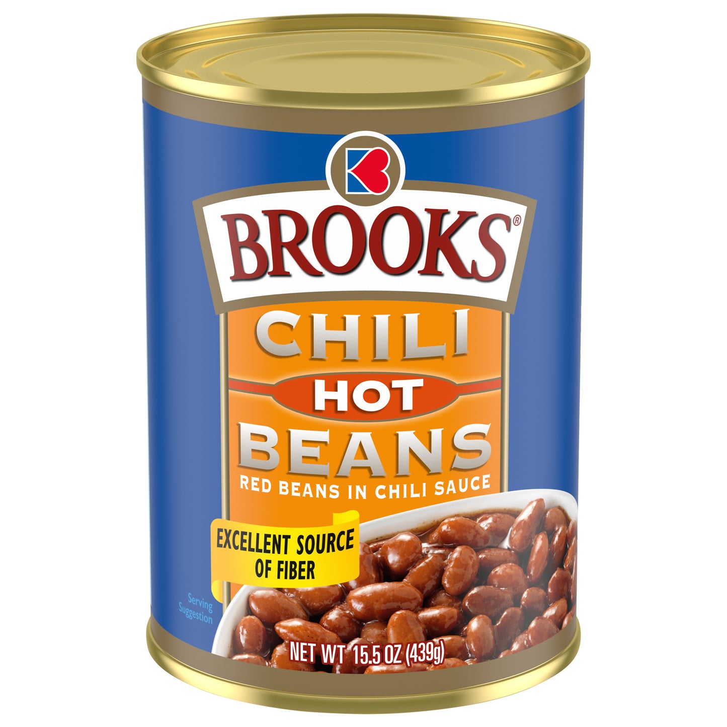 Brooks Chili Beans, Canned Red Beans in Chili Sauce, Hot Flavor, 15.5 oz.