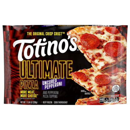 Totino's Ultimate Pizza, Uncured Pepperoni, Frozen Pizza, Game Day Football Snacks, 11.64 oz