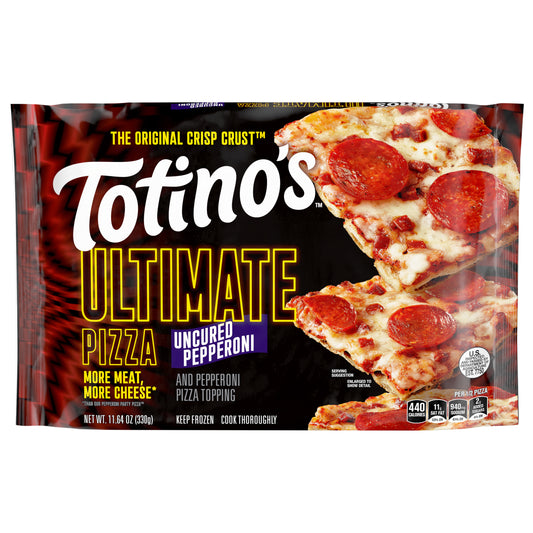 Totino's Ultimate Pizza, Uncured Pepperoni, Frozen Pizza, Game Day Football Snacks, 11.64 oz