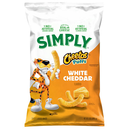 Cheetos Simply Puffs Cheese Flavored Snacks White Cheddar Flavored, 6 Oz