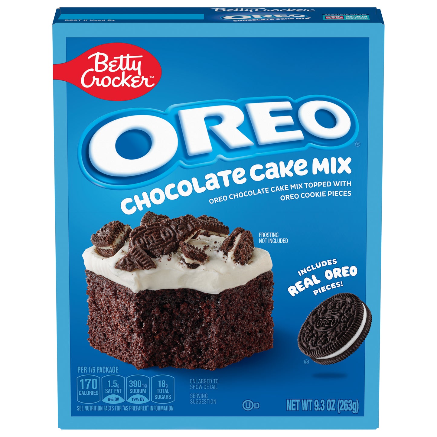 Betty Crocker OREO Chocolate Cake Mix, Chocolate Cake Baking Mix With OREO Cookie Pieces, 9.3 oz
