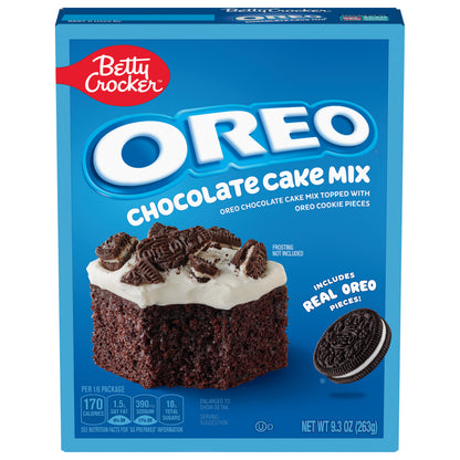 Betty Crocker OREO Chocolate Cake Mix, Chocolate Cake Baking Mix With OREO Cookie Pieces, 9.3 oz