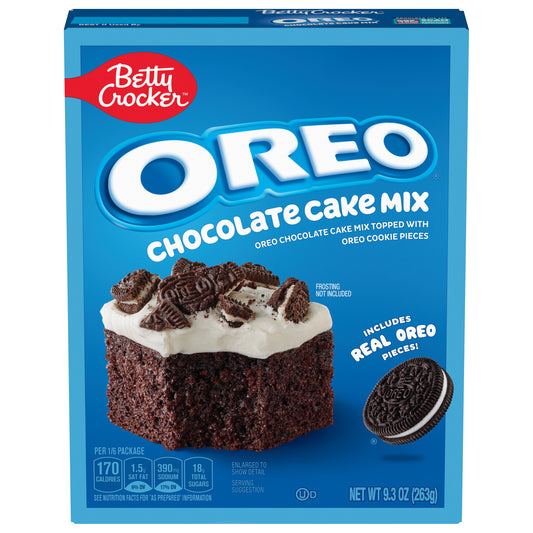 Betty Crocker OREO Chocolate Cake Mix, Chocolate Cake Baking Mix With OREO Cookie Pieces, 9.3 oz