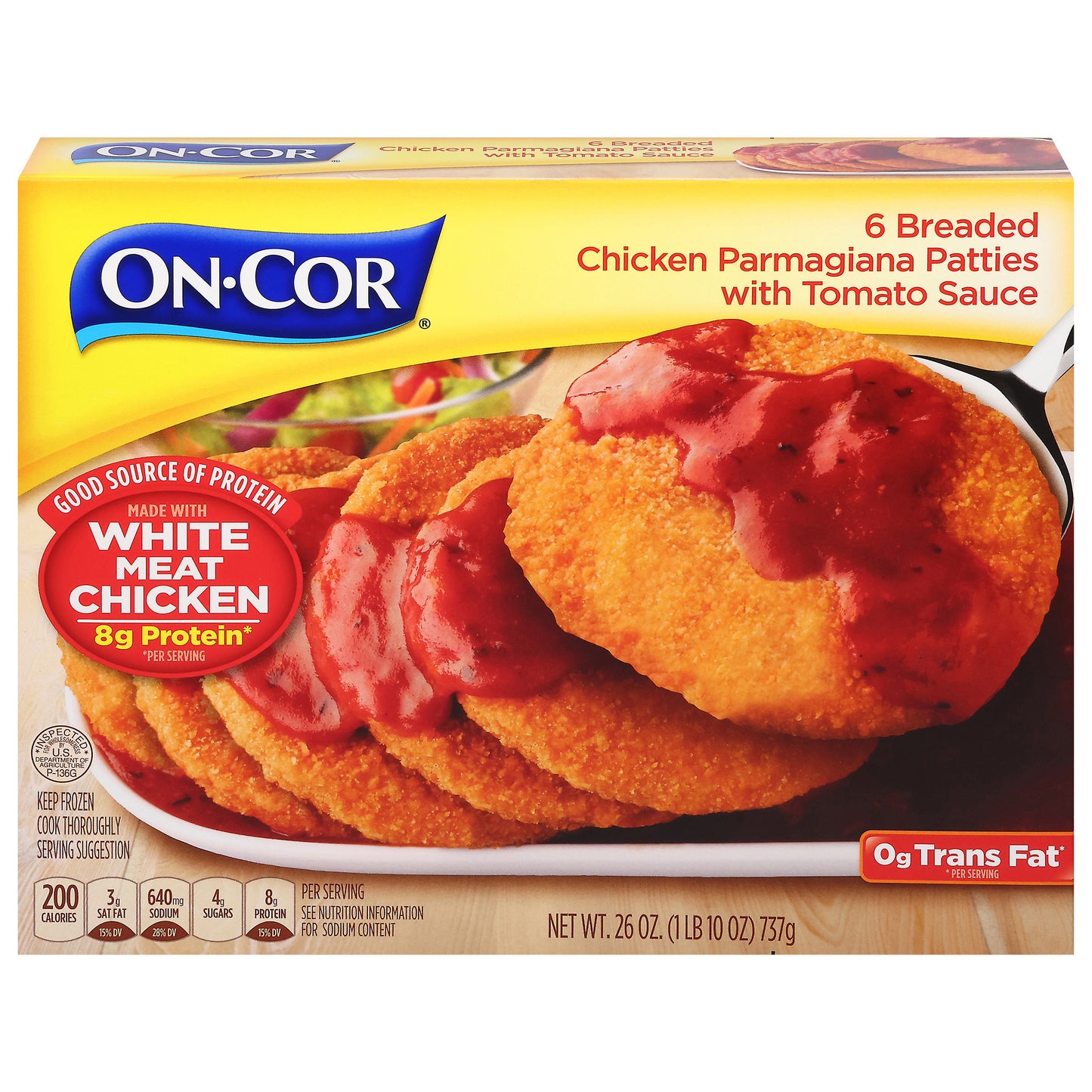 On-Cor Breaded Chicken Parmagiana Patties with Tomato Sauce 6 ea