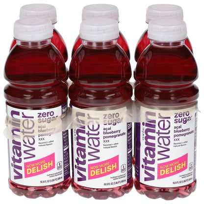 Vitaminwater Zero Sugar Acai Blueberry Pomegranate Water Beverage 6 - 16.9 fl oz Bottles