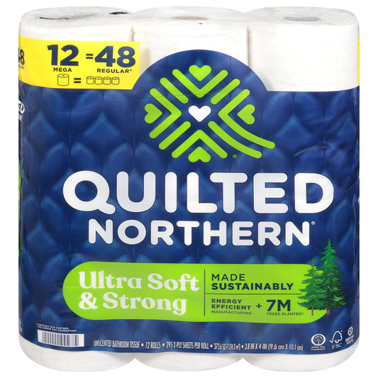 Quilted Northern 2-Ply Ultra Soft & Strong Unscented Bathroom Tissue Mega Rolls 12 ea