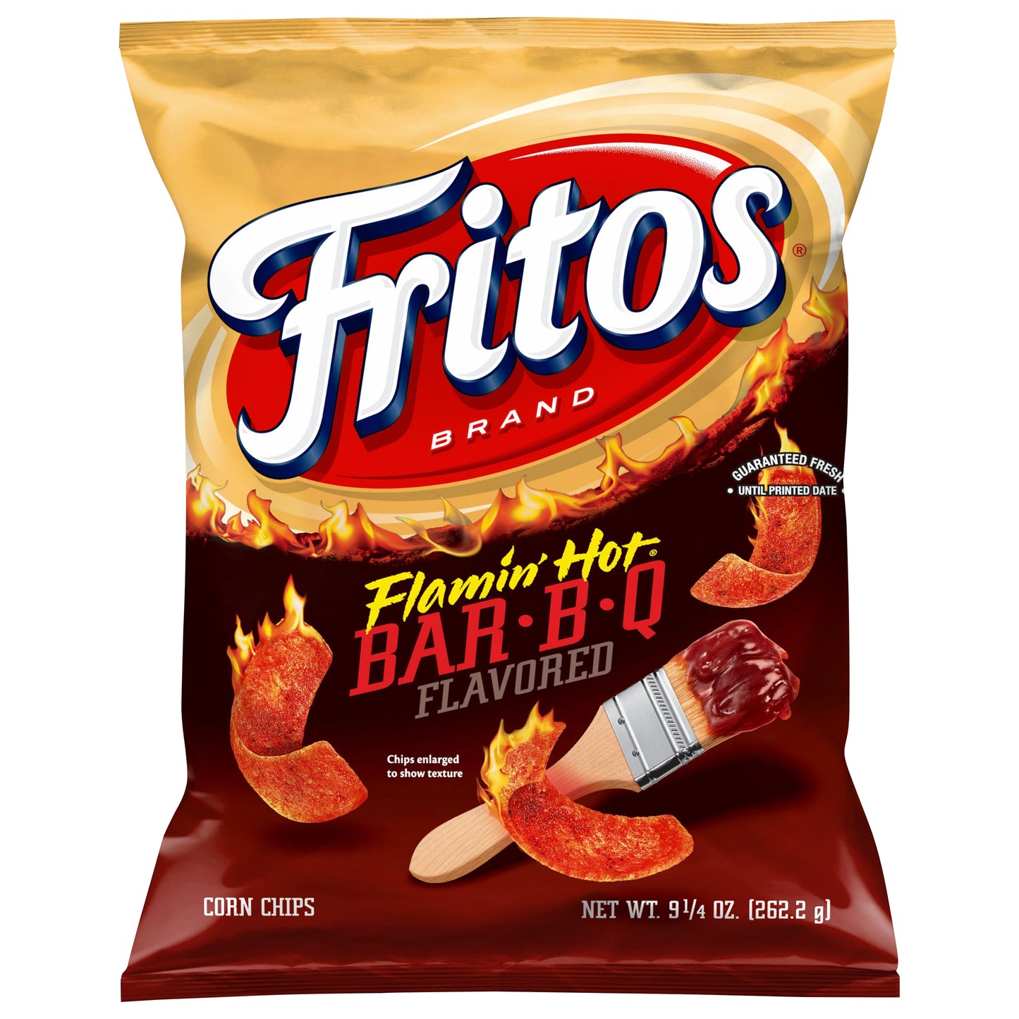 Fritos Corn Chips Flamin' Hot Bar B Q Flavored 9 1/4 Oz