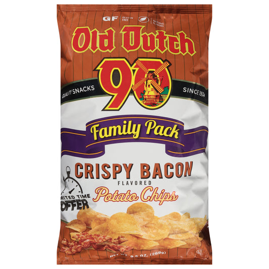 Old Dutch Crispy Bacon Potato Chips Family Pack 9.5 oz