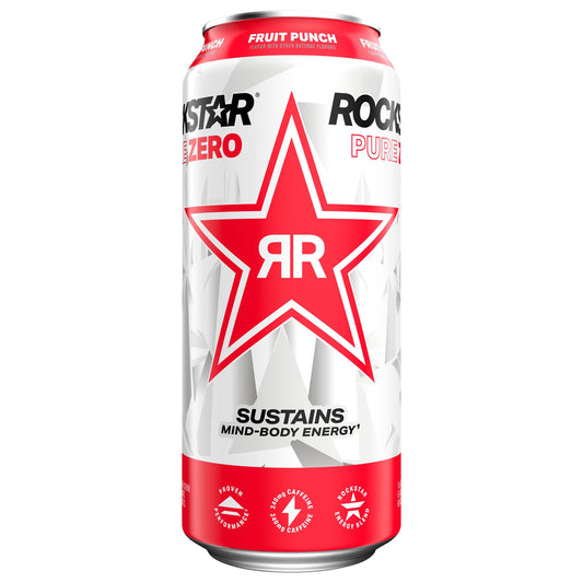 Rockstar Pure Zero Sugar Free Energy Drink Fruit Punch 16 Fl Oz
