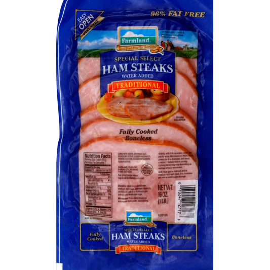 Farmland FARMLAND HAM STEAKS 16 OZ - SPECIAL SELECT HAM STEAKS WATER ADDED TRADITIONAL
