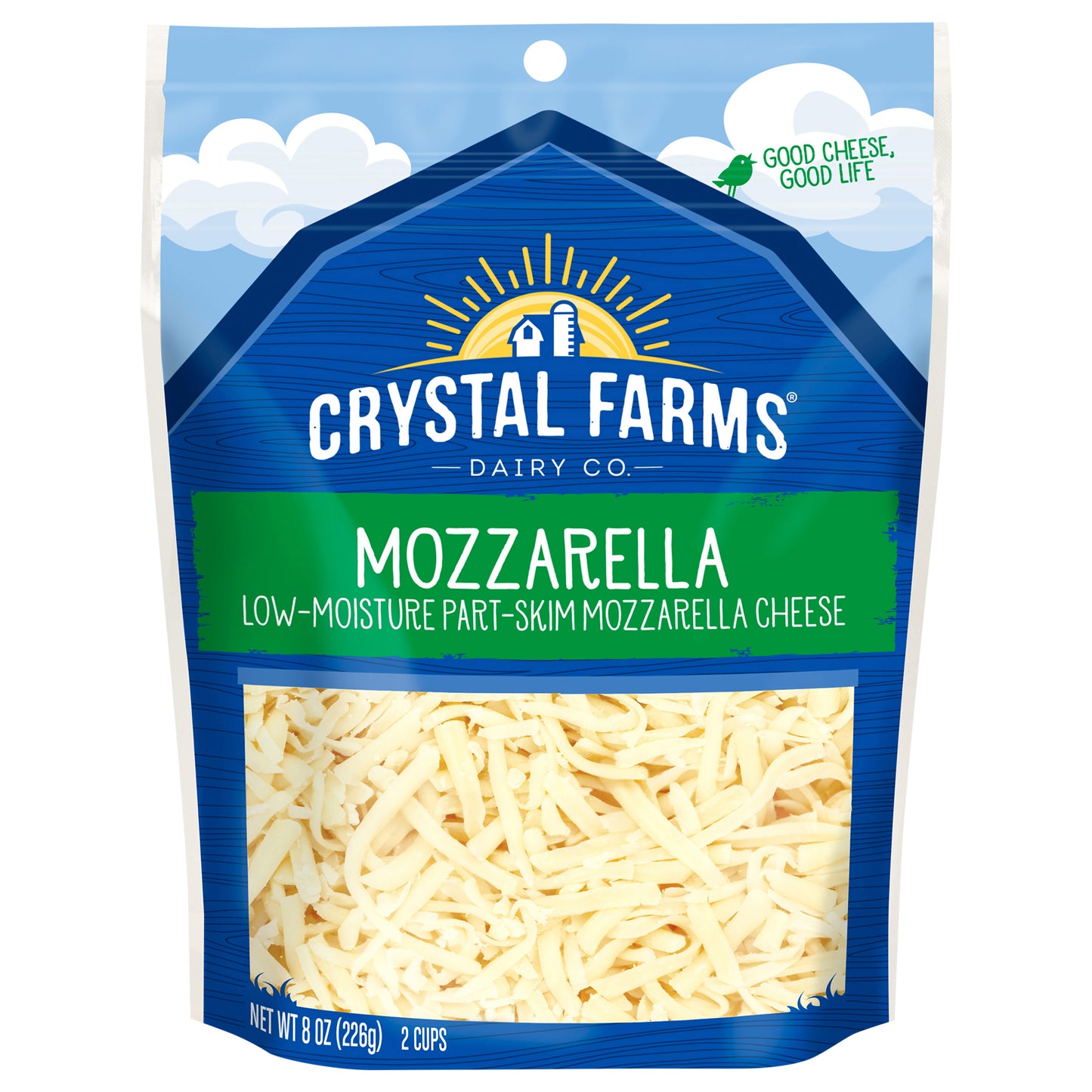 Crystal Farms Shredded Mozzarella Cheese, 8 oz