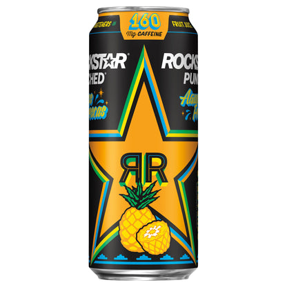 Rockstar Punched Energy Drink Aguas Frescas Pineapple 16 Fl Oz Can