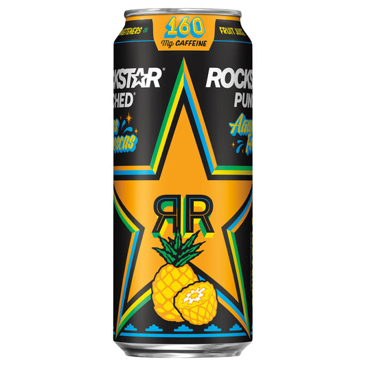 Rockstar Punched Energy Drink Aguas Frescas Pineapple 16 Fl Oz Can