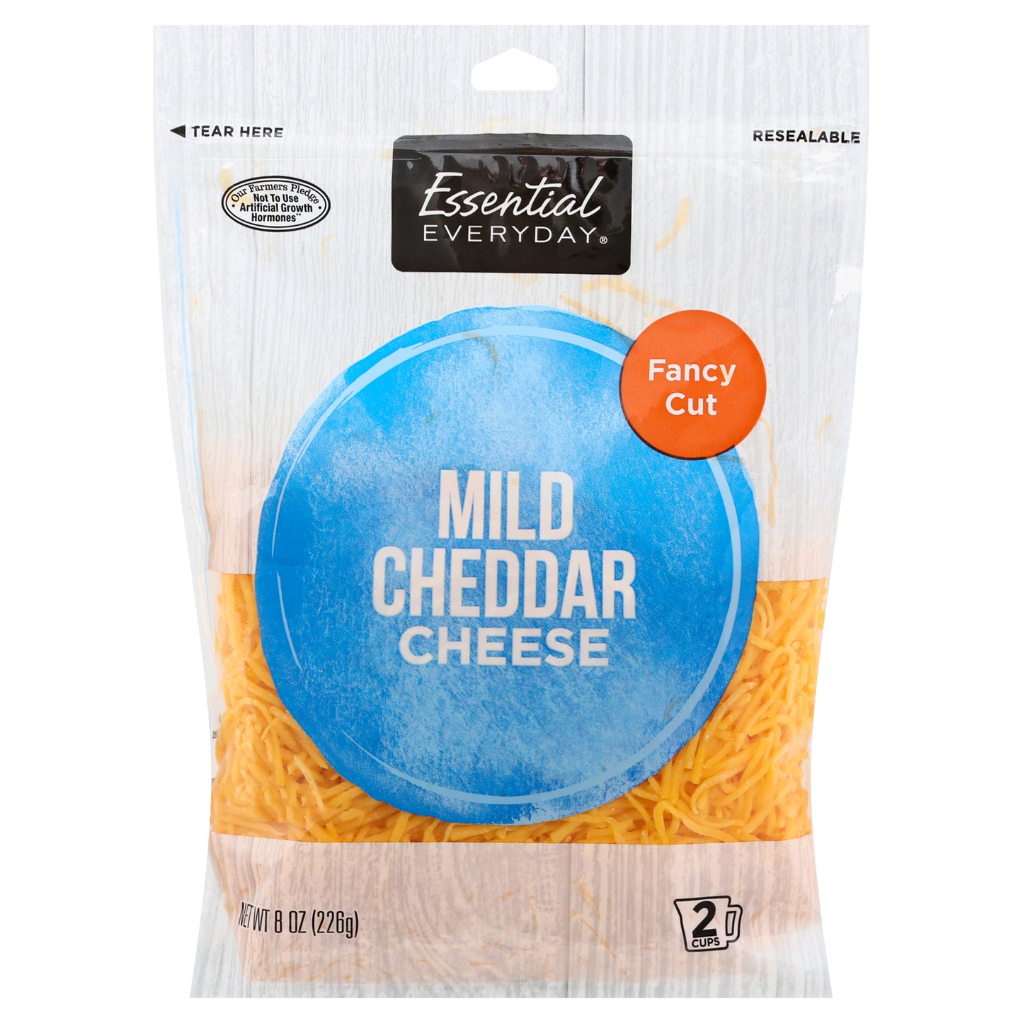 Essential Everyday Fancy Cut Mild Cheddar Cheese 8 oz